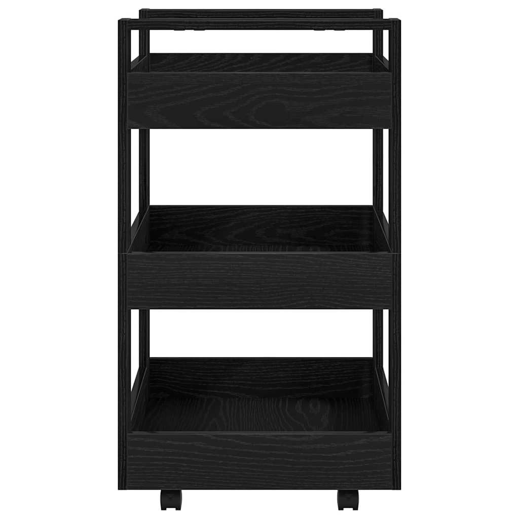 Chariot de Cuisine Noir en Bois Composite 60x45x80 cm avec Roulettes