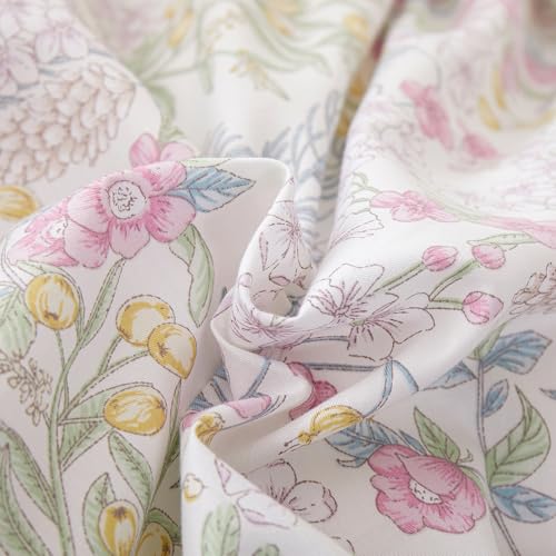 Image of Botanical Floral Comforter Set Full Size Aesthetic Cottagecore Bedding Set | Coquette Birds Flowers Pattern Comforter Soft Lightweight Bedding Comforter with 2 Pillowcases for All Season