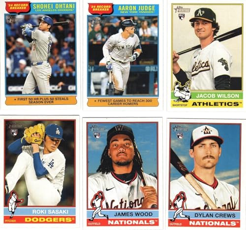2025 Topps Heritage Baseball Complete Mint Basic 400 Card Hand Collated Set in Classic 1976 Design featuring Rookie Cards of Dylan Crews and James Wood Plus Stars Shohei Ohtani Aaron Judge and MORE