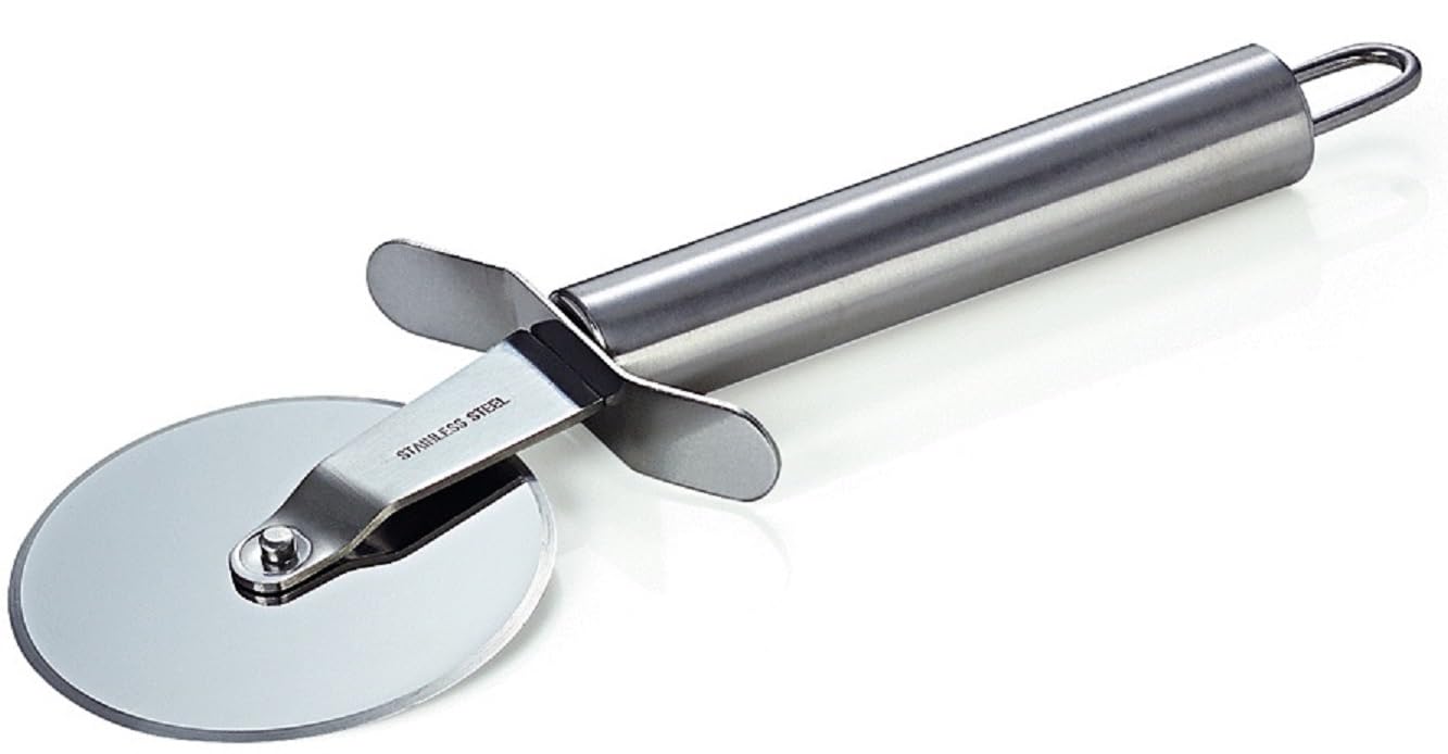Lentz Pizzateller Ø 31cm aus Porzellan mit Retro Pizza Schriftzug - wahlweise inkl. Pizzaschneider (2er Set mit Pizzaschneider)