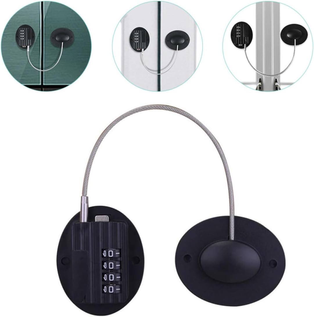 Kisangel Safety Lock for Cabinets and Windows, Punch-Free Adhesive Design, Removable Without Marks, Sturdy Plastic and Metal Material, for Home and Kindergarten Use