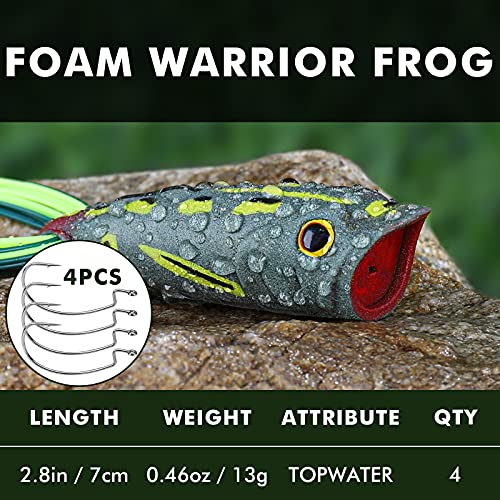 Truscend Topwater Frog Fishing Lures With Silicone Leg Japan Design Weedless Soft Plastic Frogs Baits For Bass Musky Trout Artificial Lifelike Lures For Freshwater Saltwater Fishing Gear Gifts For Men #TOP1