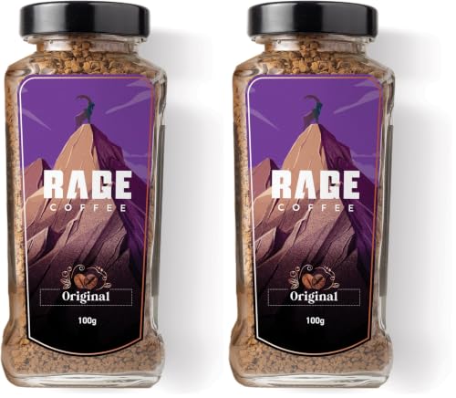 Image of Rage Coffee Original Coffee Blend 100% Pure Arabica Beans | Instant Coffee for Smooth Aroma & taste, Hot and cold coffee) (Original Unique Blend, 100g) (Pack of 2)