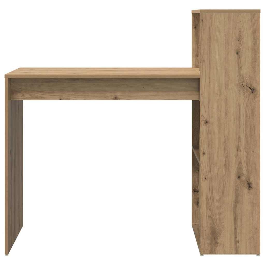 Scrivania PC Rovere Artigianale Legno Ingegnerizzato 108x55 cm | Tavolo moderno con rialzo per monitor e vano CPU, ideale per ottimizzare lo spazio nello studio o in camera.