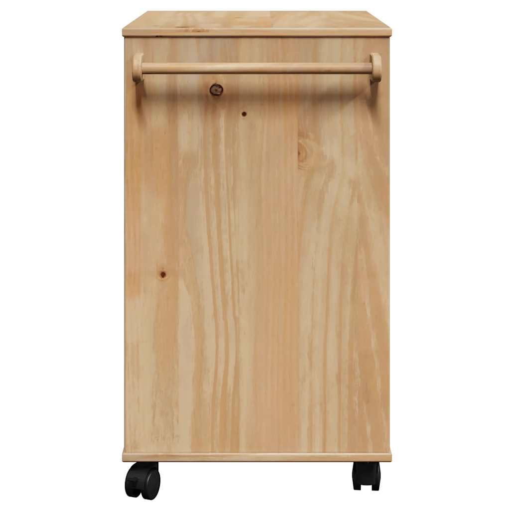 vidaXL Carrito de Cocina, Carro Organizador de Almacenamiento, Carrito de Servicio de Alimentos, Carro de Verduras Bebidas, Madera Maciza de Pino