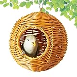 Nid Pour Cage | Maison Imitation Rotin Pour Bouvreuils,Abri Tressé Respirant pour Perruche, Canari, Diamant, Conure et Autres Petits Animaux