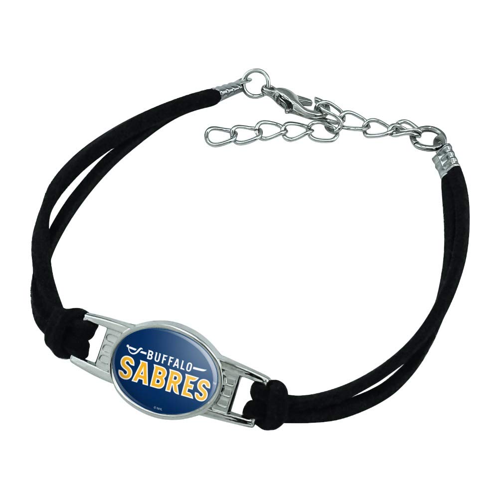 GRAPHICS & MORE NHL Buffalo Sabres Logo Novelty Suede Leather Metal Bracelet