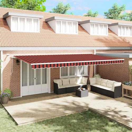 QJBSAVVA Einziehbare Markise Orange Braun 600x300 cm Gelenkarmmarkise mit LED Beleuchtung Moderne Terrassenbeschattung für Garten Balkon und Terrassenüberdachung