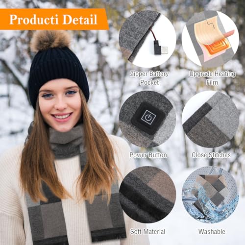 Acemall Beheizter Schal Schnelles Aufheizen Heizschal für Damen Herren, Superweicher Nackenwärmer Elektrisch Heizkissen mit 5000 mAh Batterie für Männer und Frauen im Winter bei kaltem Wetter