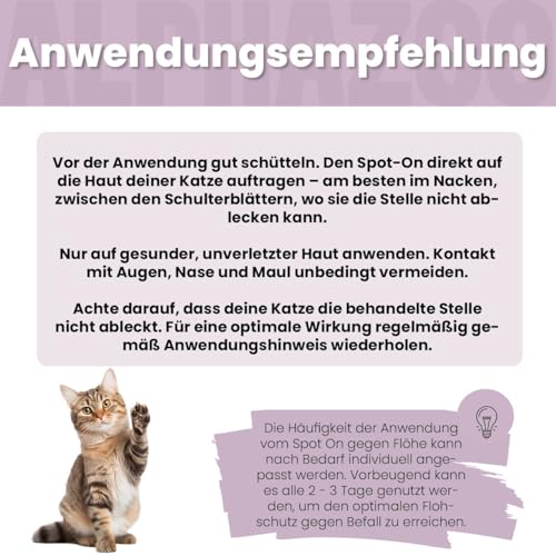 alphazoo Bye Bye Vloh Spot-On für Katzen 100ml – natürlicher Schutz gegen Flöhe mit Lavendel, Geraniol & Zitronen-Eukalyptus. Sanfte, alkoholfreie Pflege für Haut & Fell. Hautfreundlich & ohne Zusätze