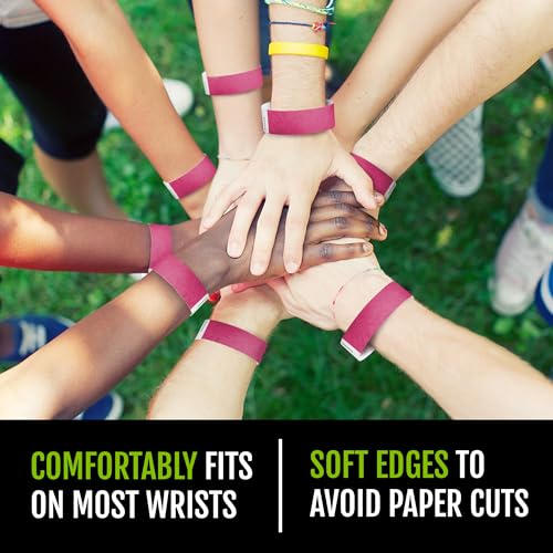 Image of 500 WristCo Cranberry Tyvek Wristbands for Events - Comfortable Tear Resistant Paper Bracelets ID Wrist Bands for Concerts Festivals Admission Party Identification
