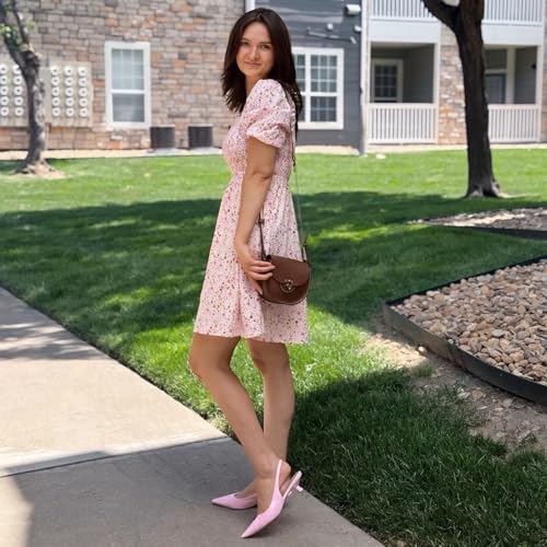 Image of JENN ARDOR Slingback Heels for Women Low Heels Dress Shoes Kitten Pumps Dressy Heeled Sandals Wide Width Fashion Casual Shoes