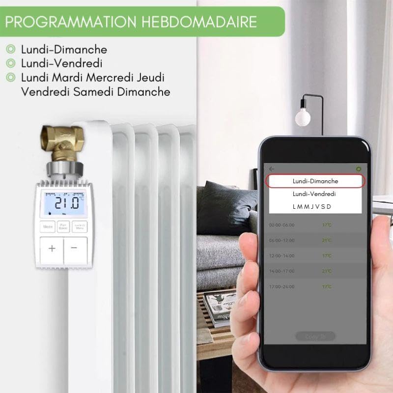 Kit de 2 Têtes Thermostatiques Connectées Universelle avec Ecran LCD + Passerelle ZigBee - SILAMP