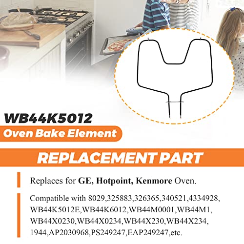 Bake Element WB44K5012 Heating Element Replacement RANGE BAKE ELEMENT wb44k5012 for GE Hot.point Kenmore Oven - Replaces 325883,340521,8029,WB44K5012E,Model #9119504190, 9114638812,and more