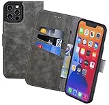 Suncase Book-Style Hülle kompatibel mit Nothing Phone (1) Leder Tasche (Slim-Fit) Lederhülle Handytasche Schutzhülle Hülle mit 3 Kartenfächer in antik-grau