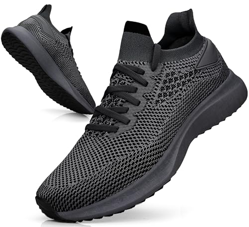 Giniros Zapatillas Hombre Running Deportivas Ligeras Transpirables Casual Bambas Gimnasio Fitness Gym Atlético Trekking Tenis Correr Jogging Gris Oscuro 42EU