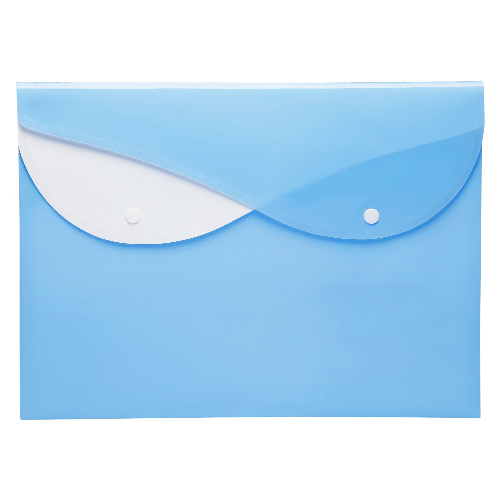 Pack of 10- A4 Envelope Plastic Wallets with Button 0.16mm File Folders Foolscap Document Wallet Document Files for School Office Homework Travel Storage Bags Dual Side (Sky Blue + White)
