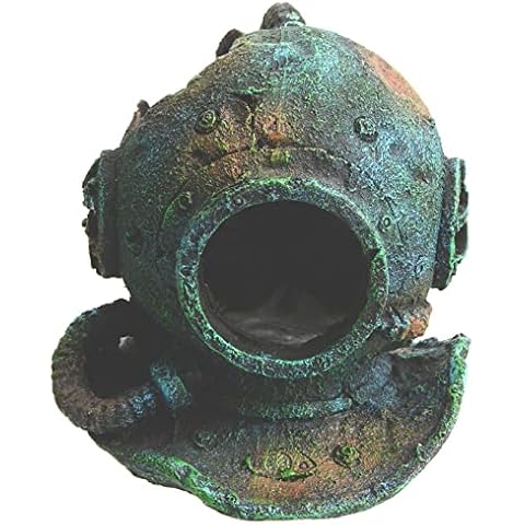 ANMOO Aquarium Ornaments, Diver Helmet Resin Fish Tank Ornament Non-Toxic Aquarium Cave For Fish Shrimp Hide Cover
