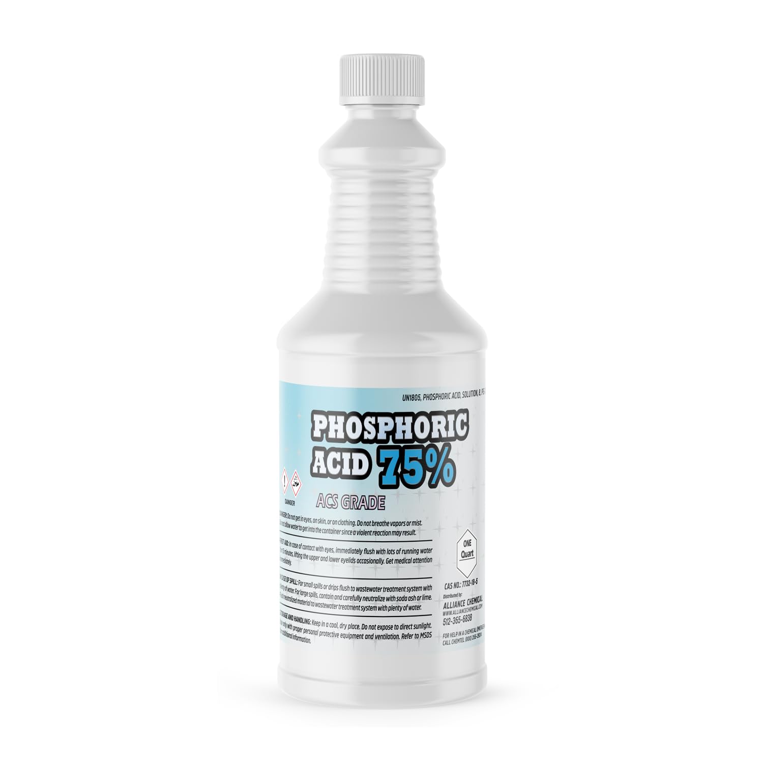 Phosphoric Acid 75% ACS Grade - 1 Quart - Precision Chemical for Spectroscopy, Titrations