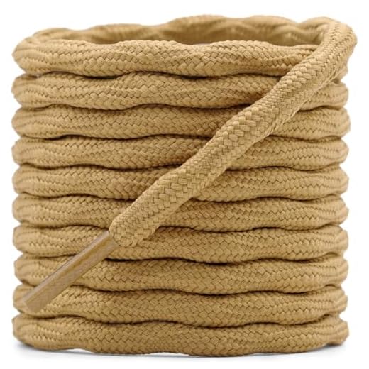 DELELE 2 Pair Round Wave Shape Non Slip Heavy Duty and Durable Outdoor Climbing Shoelaces Naturals Yellow Hiking Shoe Laces Shoestrings-71