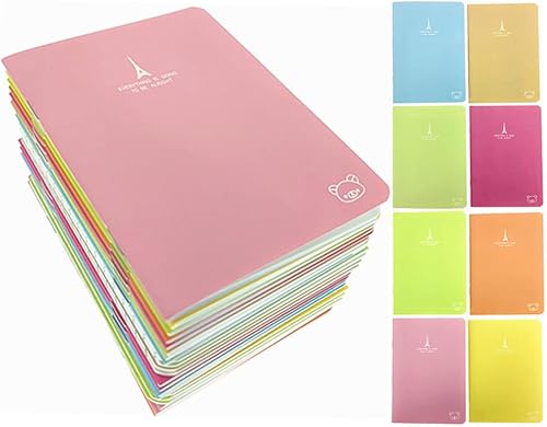 ALIMITOPIA 24 mini cuadernos portátiles de bolsillo, diario Steno Memo MiniDaily, 3.5 x 5 pulgadas, 24 hojas, páginas con rayas universitarias