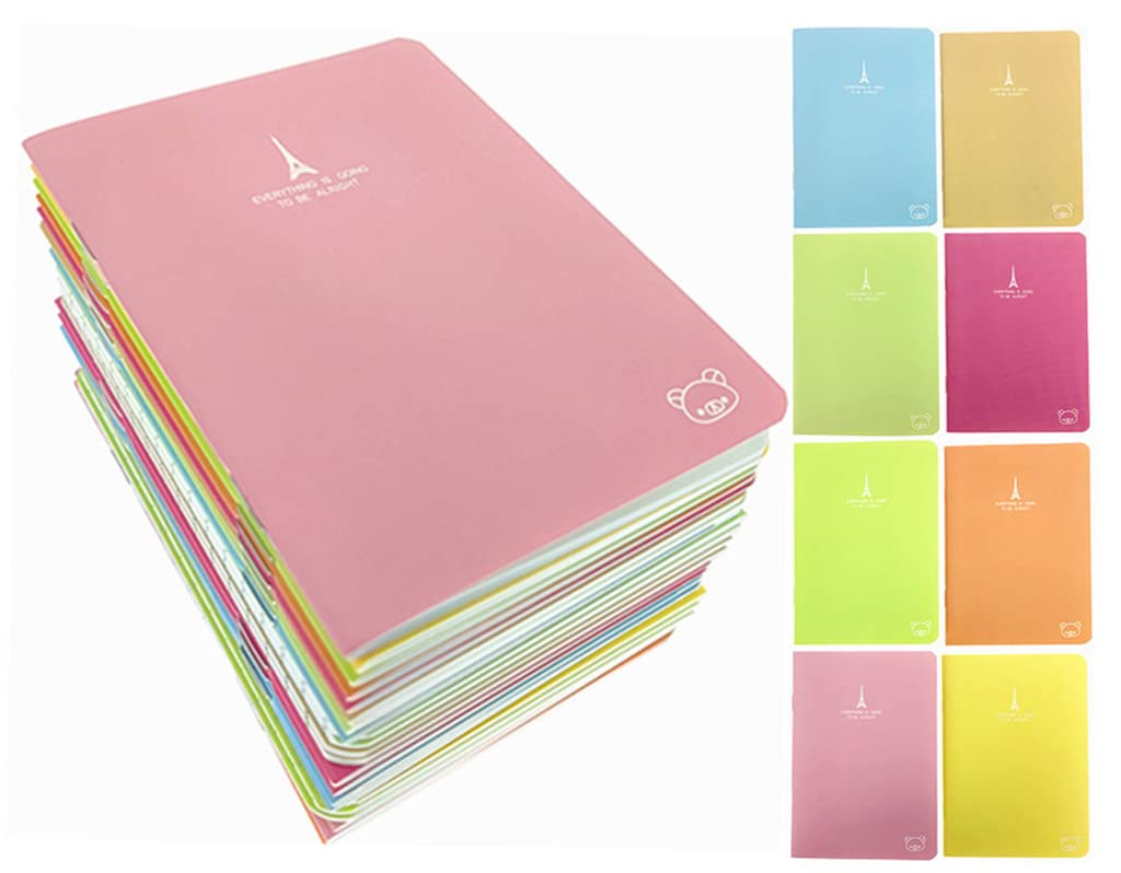 ALIMITOPIA 24pcs Mini Notebook,Candy Colors Portable Pocket Journal Steno Memo Notebook MiniDaily NotePad(3.5X5,8 Colors,Ruled Pages)