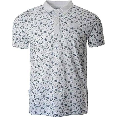 Mens Lambretta Paisley Short Sleeve Retro Mod Polo SS 4059 - White Cover