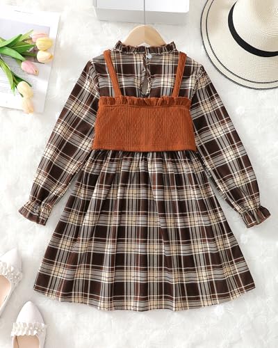 Toddler Girl Dress Fall Winter Clothes 2 Piece Outfit Long Sleeve Crew Neck Toddler Dress for Girls3