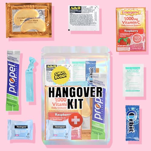 Chug Buddy Hangover Kits (10 Pack) for Bachelorette Party Favors, Weddings & 21st Birthdays | Pre-Filled Bulk Hangover Kit Bags for Bridesmaids, Girls Trips & Party Events (10 Premium Packs)