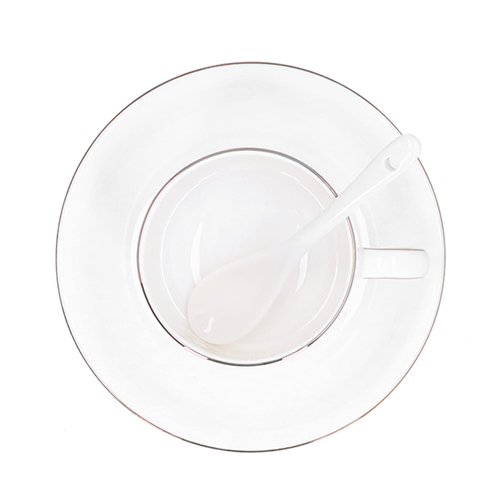 Set da 4 Tazze da caffè con Piattino e Cucchiaio, Eleganti Bicchieri per gli Appassionati di tè e caffè