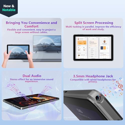 2024 Tablet 10 Inch Android 14 Tablets, 12GB RAM+128GB ROM(Expand to 1TB), Octa Core 1280 * 800 IPS HD Display Android Tablet, Unisoc A523 CPU, 5G/2.4G WiFi, Dual 5MP+8MP Camera,(Gray) - Image 8