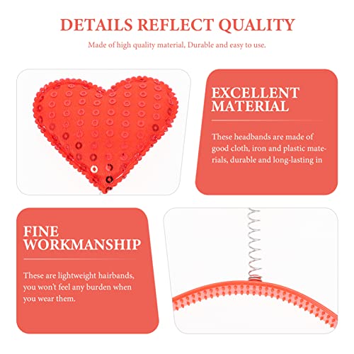 Amosfun 4pcs Valentines Day Headbands Heart Head Boppers Hair Hoop Party Costume Supplies Valentines Day Hair Accessories for Holiday Festival Party - Image 4