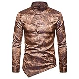 Générique Chemise à col Montant pour Hommes Mode rétro imprimé Design irrégulier épissage Tendance décontracté à Manches Longues Petit Haut XL