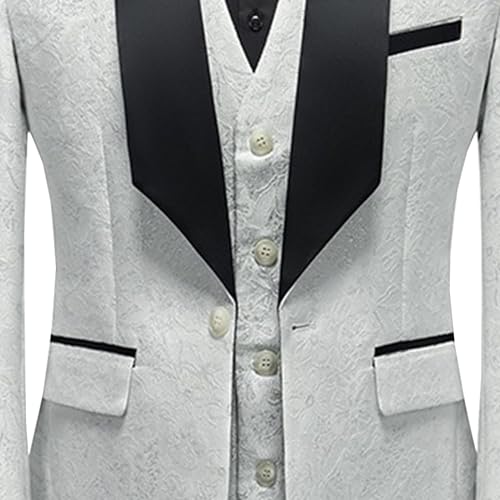 Mens Floral 3 Piece Dress Suit Paisley Jacquard Tuxedo Prom Wedding Suits Dinner Slim Fit Jacket Vest & Trousers3