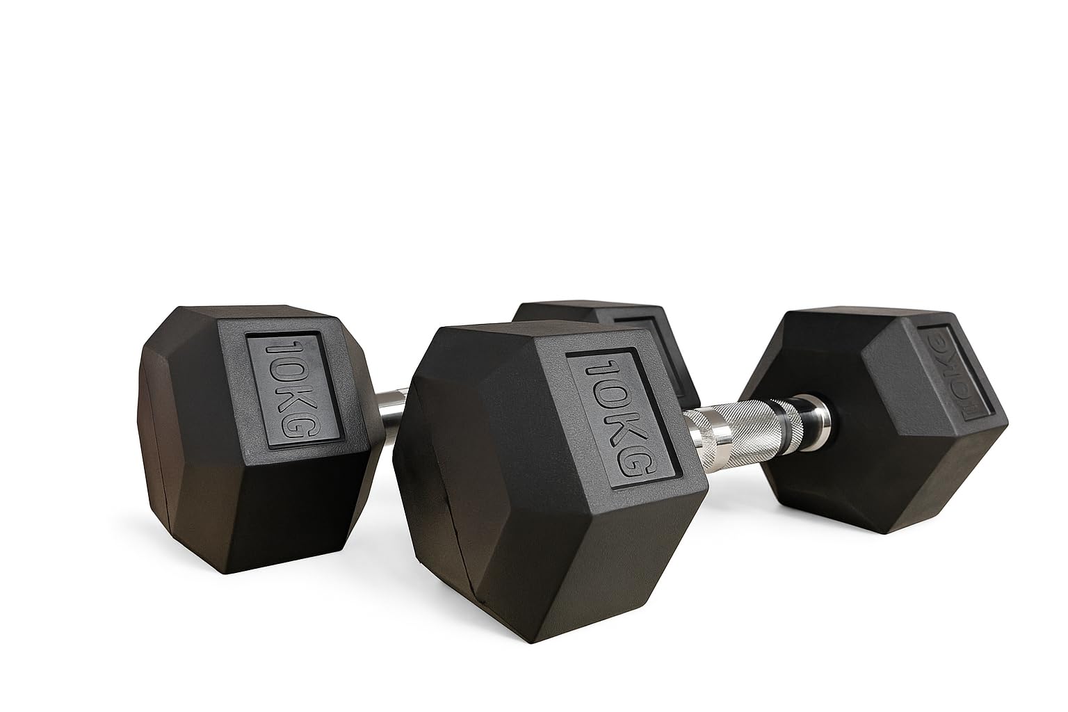 Hex Dumbbell 6–20KG – Premium Rubber Dumbbells Set -Coated Free Weights with Anti-Slip Chrome Handles – Ideal for Home Gym Sports & Full-Body Training (2x10KG)