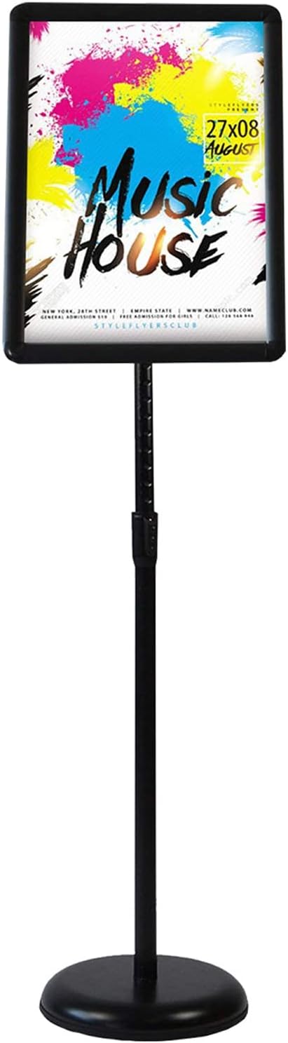 Sign Stand Holder Adjustable Sign Holder Standing Floor Poster Stand for 8.5x11 inches,Both Vertical & Horizontal View Displayed,Snap-Open Frame with Round Safety Corner for School Church Business Show,Black (similar not exact)