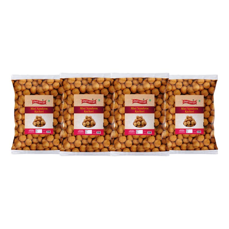 Image of OKHLI MUSAL BRAND Homemade Moong Dal Kachori | Baked Mung Dal Namkeen Kachauri||Chatpati Moong Dal Masala Kachaudee | Mini KachoriBachcho Ka Favourite Kachori Nashta Tasty Yummy Snack-850g*4Pack