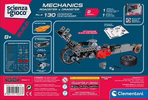 Clementoni-19237-Scienza-e-Gioco-Build-Roadster-e-Dragster-set-di-costruzioni-laboratorio-meccanica-gioco-scientifico-versione-in-italiano-bambini-8-anni-Made-in-Italy
