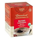 Teeccino Reishi Eleuthero Tea - French Roast - Organic Mushroom Adaptogenic Herbal Tea, 3x More Herbs than Regular Tea Bags, Caffeine Free, Chicory Prebiotic - 10 Tea Bags