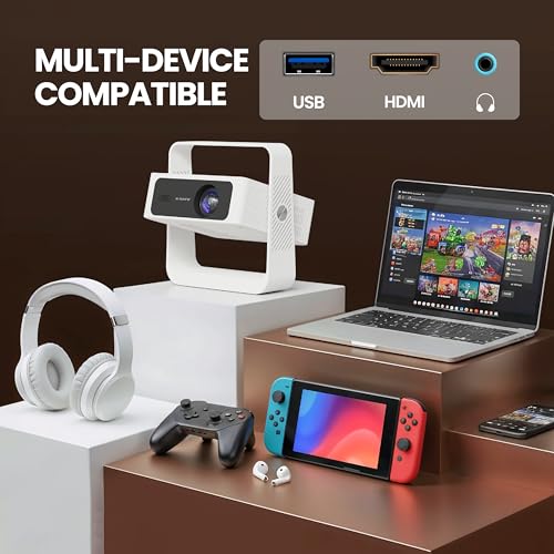Image of E Gate Atom 4X Air, The Complete Projector with 1080P & 4K Support | Auto Focus + Auto Keystone + Obstacle Avoid | 400 ISO, Android 12 with Netflix, Prime, Live TV | WiFi-BT-HDMI ARC - EGATE
