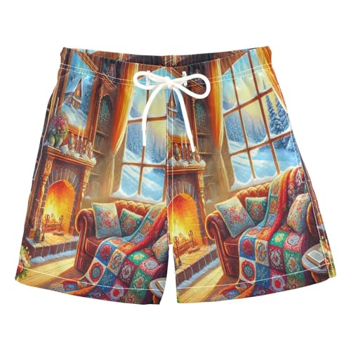 Snow House Warm Yellow Boys Swim Trunks Quick Dry Toddler Swimsuit Boy Bathing Suits Board Shorts Swimwear 5T