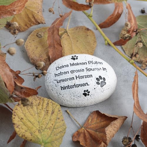 Logbuch-Verlag Gedenkstein Haustier mit Spruch Deine kleinen Pfoten... 9,5 cm wetterfester Grabstein für Hund oder Katze
