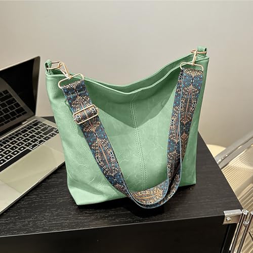 Image of Hobo Bags for Women Crossbody Bag Guitar Strap Purse Vegan Leather Shoulder Handbags Boho Purses Tote Bucket Bag