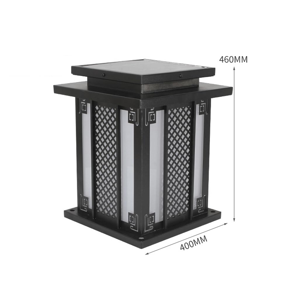 HZWJIA Dusk to Dawn Outdoor Pillar Light 11.8inModern Simple High Voltage Wired Patio Garden Landscape Lighting Pillar Light Black Square IP65Rated Waterproof Pillar Light for Villa Fence Gate Pillar