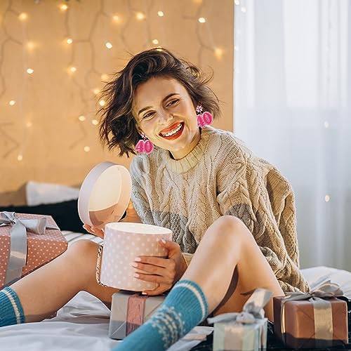 Birthday Earrings Glitter Happy Birthday Earrings for Women Alloy Pink Sparkly Rhinestone Crystal Birthday Gifts Fun Christmas Party Jewelry4