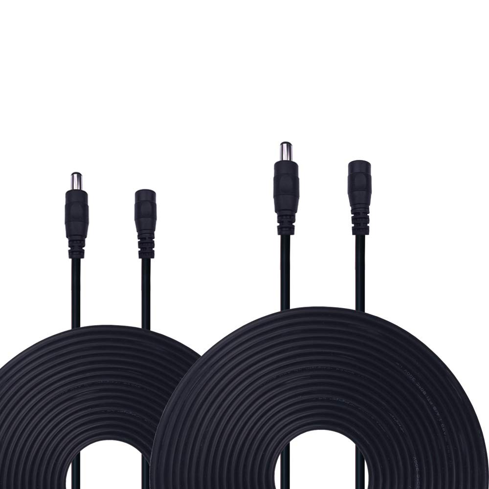 Kabenjee 2x 5m/16.4ft DC Power Adaptor Extension Cable,5.5mm x 2.1mm DC Extension Connector Cable for LED Strips-CCTV Security Cameras-Car,Monitors-Ip Camera Dvr Standalone,AHD Security Camera Systems