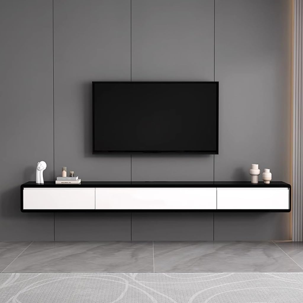 Meuble TV mural flottant de 140 cm pour un salon moderne, épuré et chaleureux au quotidien