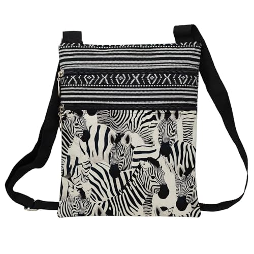 Zebra Messenger Bag Small Ethnic Pattern Printed Adjustable Strap Crossbody Zipper Bag Zebra Phone Bag Wallet Cute Shoulder Handbag for Women
