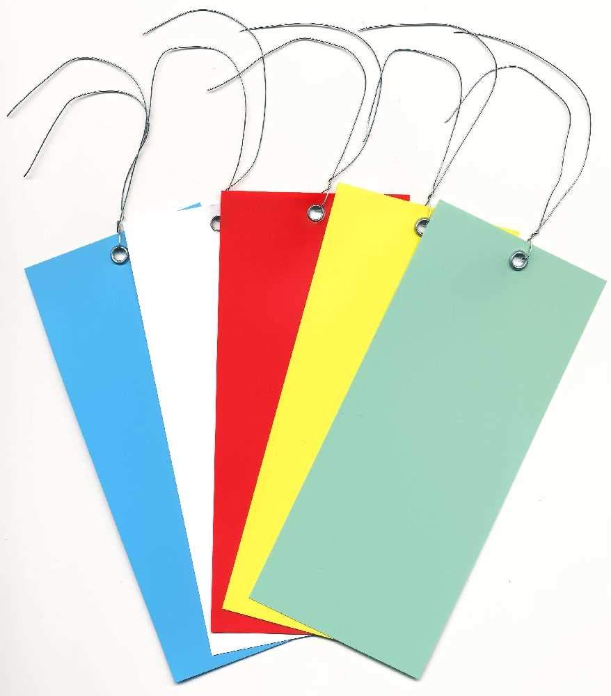 200 weiße Hängeetiketten - Warenanhänger: Drahtanhänger aus Kunststoff mit Draht - 50x120mm - Farbe wählbar - Staffelpreise für Businesskunden ab 3, 6, 11 VE