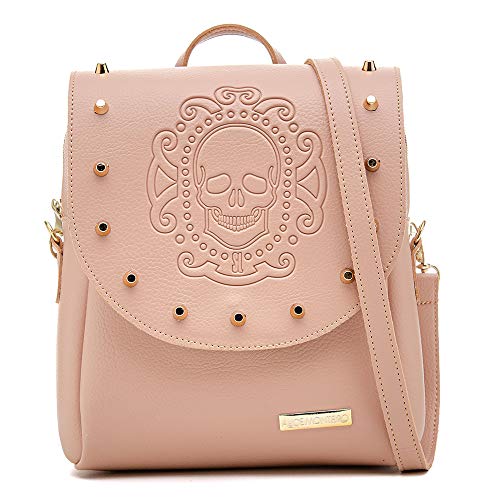 Mini Mochila Feminina Com Estampa De Caveira (Nude)